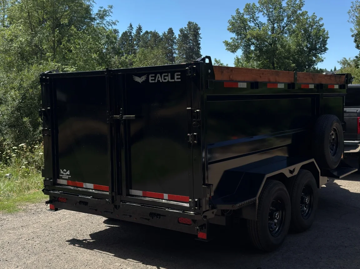 Eagle 7×14 dump trailer — rear barn doors