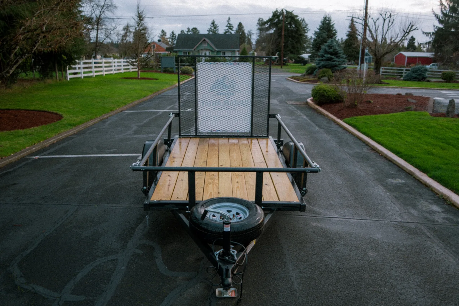 5×8 utility trailer — front tongue and spare tire